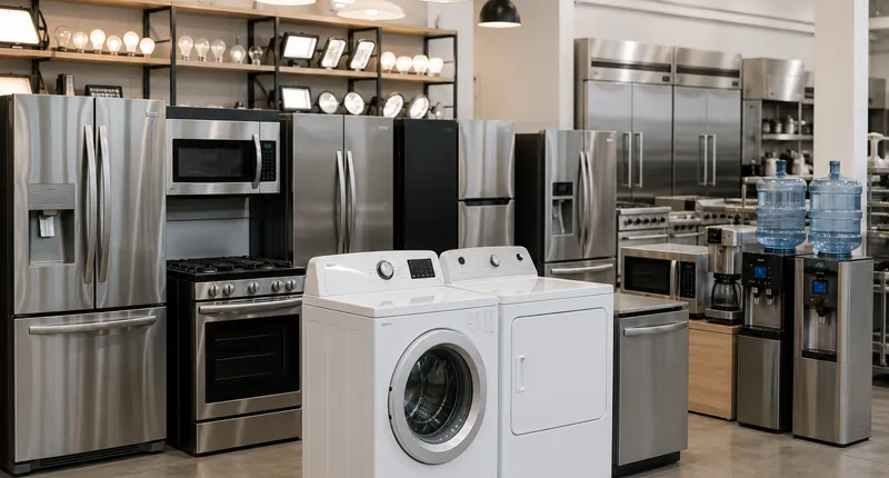 Commercial and institutional appliances including refrigerators, microwaves and food service equipment