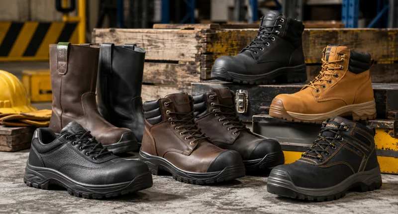 Safety boots and industrial work footwear