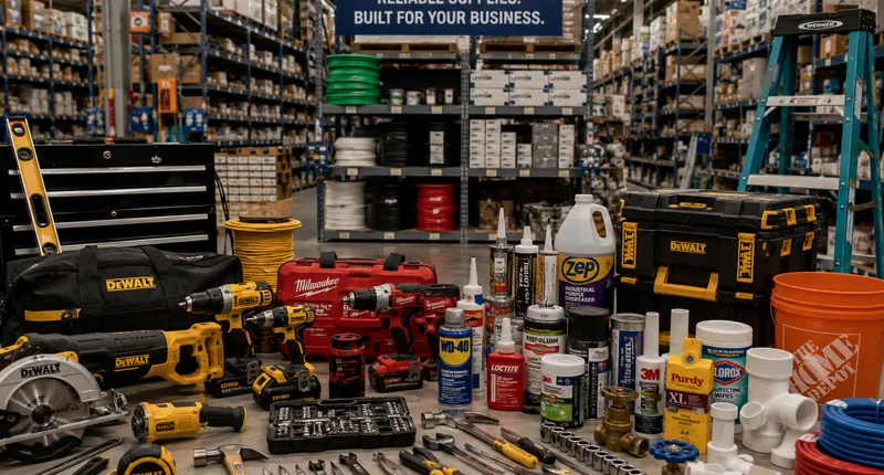 Tools, hardware and maintenance products for facilities and construction projects