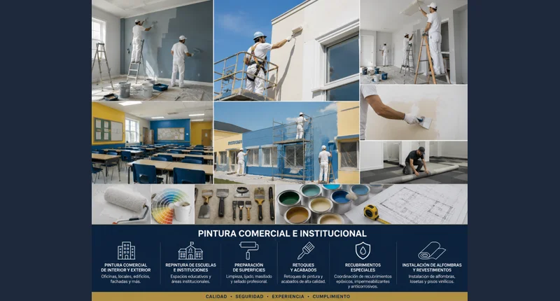 Commercial and institutional painting services for offices, schools and government buildings