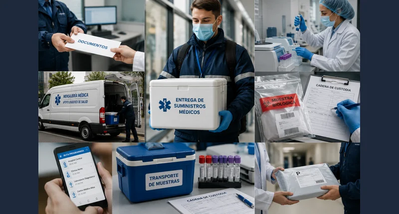 Medical courier and specialized health logistics coordination for hospitals and laboratories